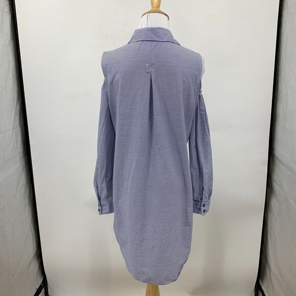 Soft Surroundings Bristol Tunic Top Women S Cold Shoulder Button Up Stripe Shirt - Picture 6 of 13